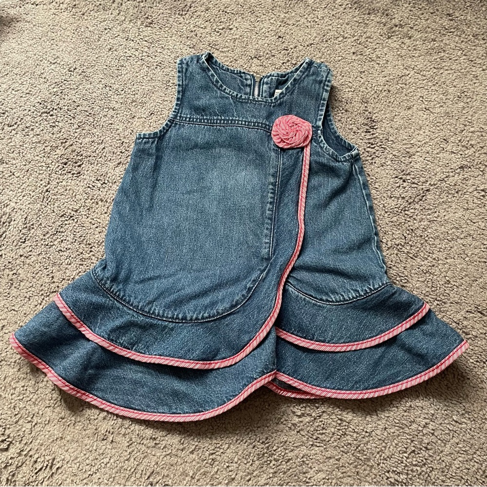 Vintage Faded Glory Denim Dress/ Blouse 24 Month Red White Blue Jean Summer